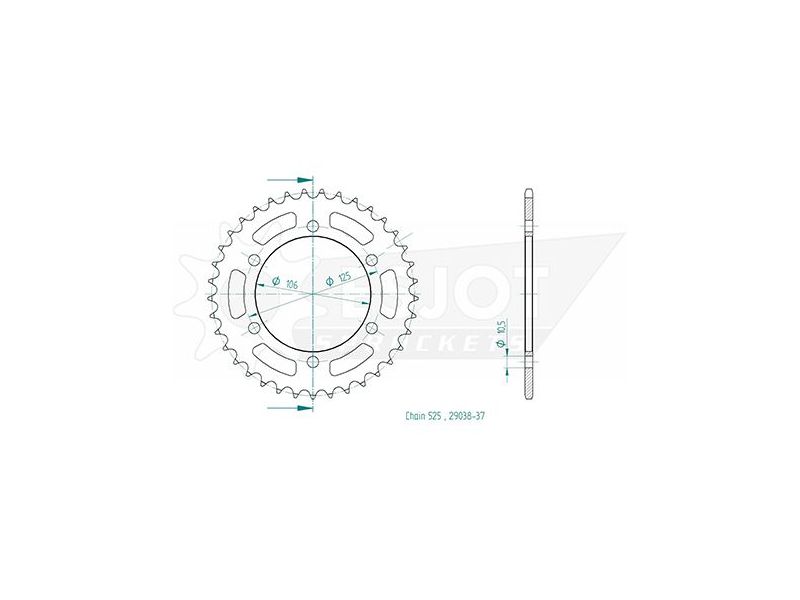 Couronne Acier - 525 - 37 Dents - Made in Germany0