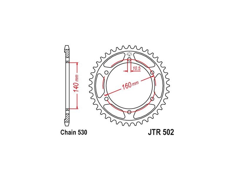 Couronne Acier Kawasaki - 530 - 44 Dents - Similaire JTR502 - Made in Germany1