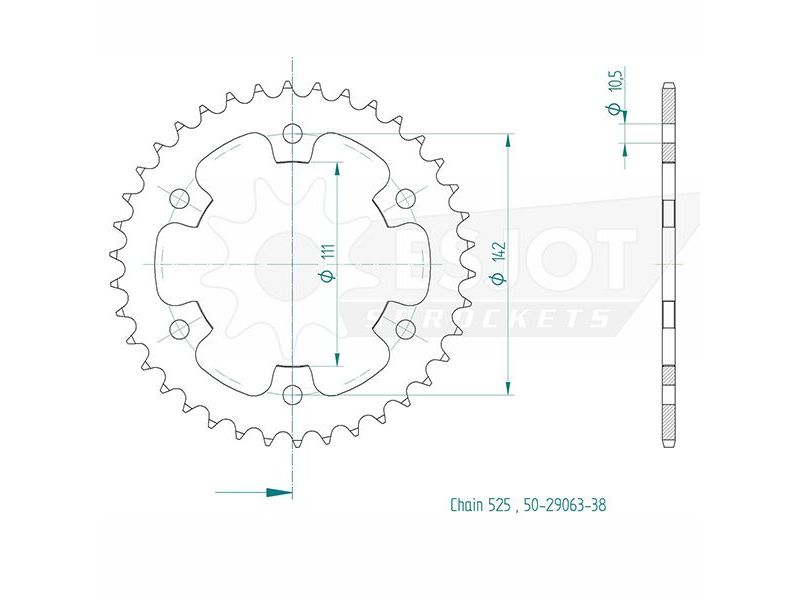 Esjot - Couronne - 525 - 38 dents0