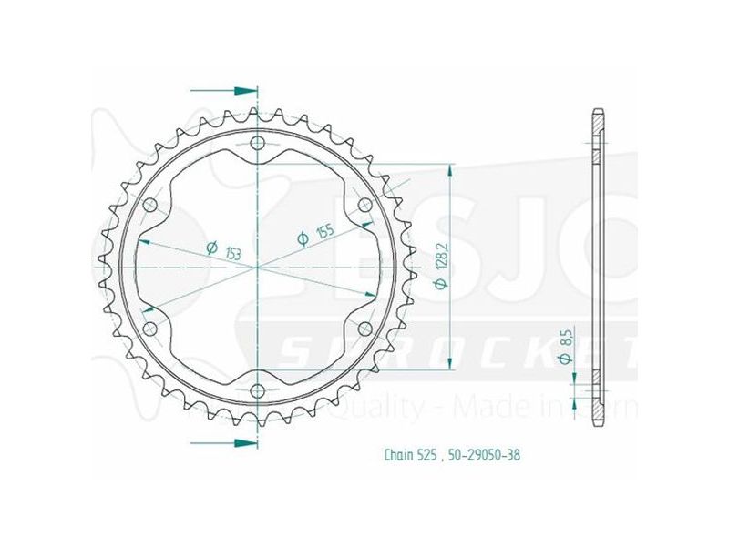 Couronne Acier KTM - 525 - 38 Dents - Made in Germany0