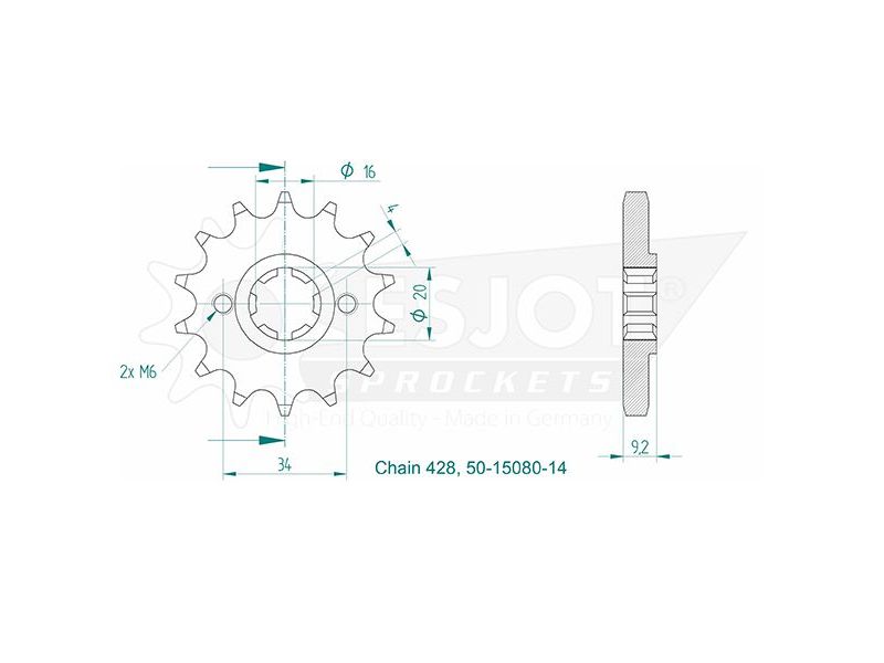 Esjot - Pignon - 428 - 14 dents Made in Germany0