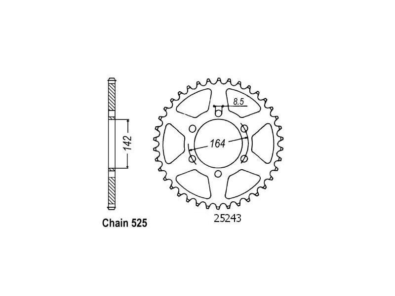 Couronne Acier Hyosung - 525 - 44 Dents - Similaire JTR1704 - Made in Germany0