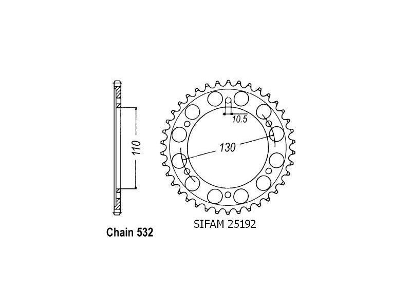 Couronne Acier Yamaha - 532 - 48 Dents - Similaire JTR1875 - Made in Germany0