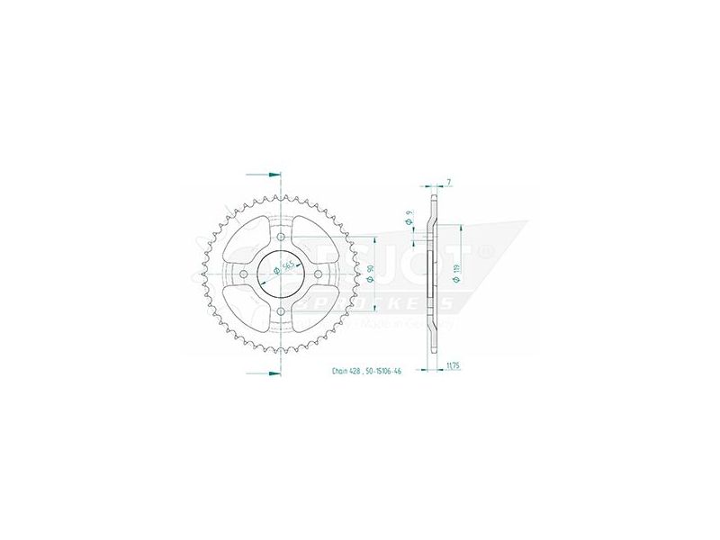 Esjot - Couronne - 428 - 46 dents0