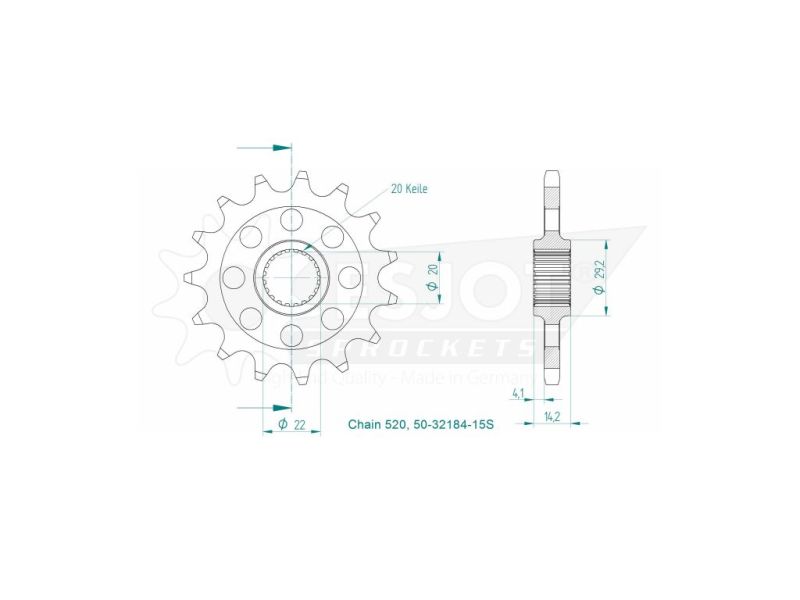 Pignon Lightweight - 520 - 15 Dents - Made in Germany0