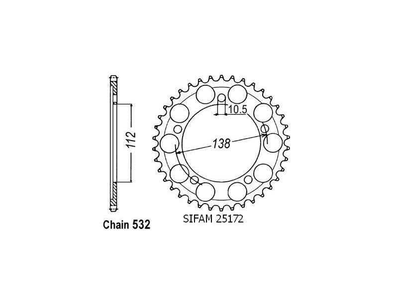 Couronne Yamaha 600 R6 1999-2002 - 532 - 48 Dents - Similaire JTR18730