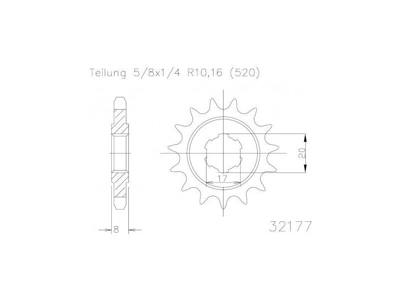 Pignon TT Sherco - 520 - 9 Dents - Made in Germany0