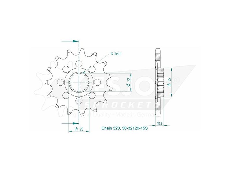 Pignon Lightweight - 520 - 15 Dents - Made in Germany0