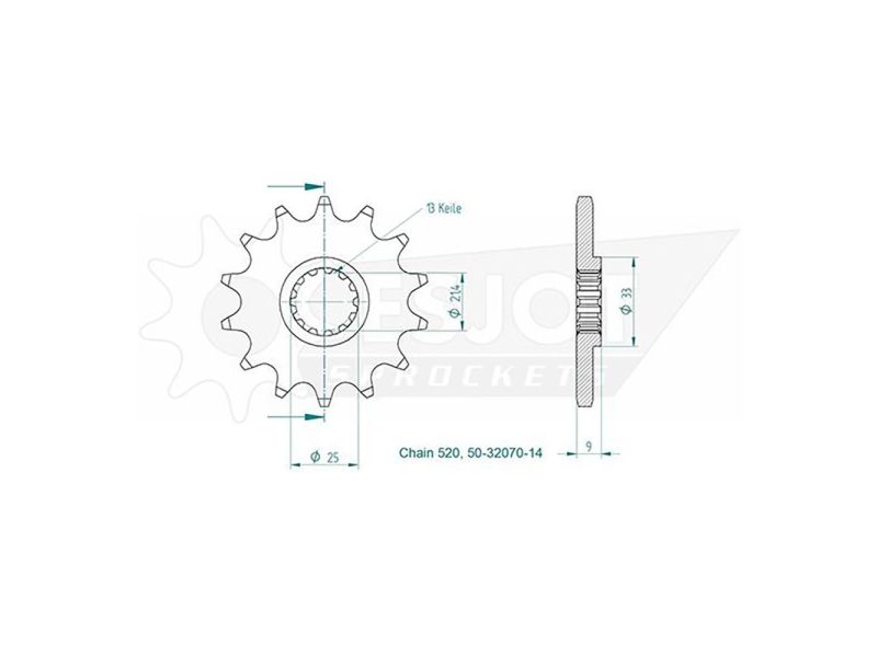 Pignon - 520 - 12 Dents - Made in Germany0