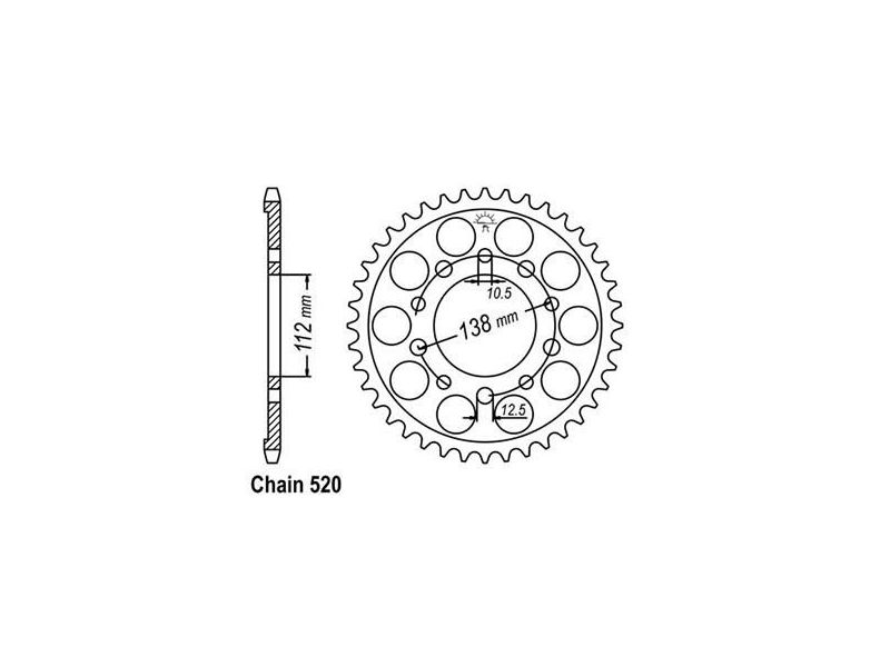Couronne Racing Acier Yzf 600 R6 1998-2002 - 520 - 41 Dents - Similaire JTA13030