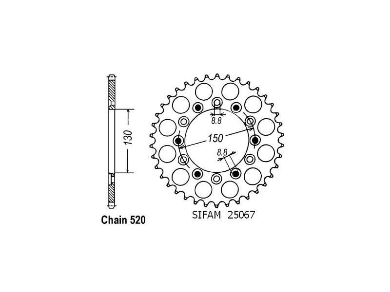 Couronne Xr 350 R 1983-1987 - 520 - 42 Dents - Similaire JTR245/20
