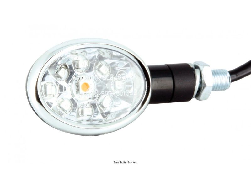 Paire de Mini Cligno LED C.E Ovale Noir 75 x 40 mm Homologués C.E0