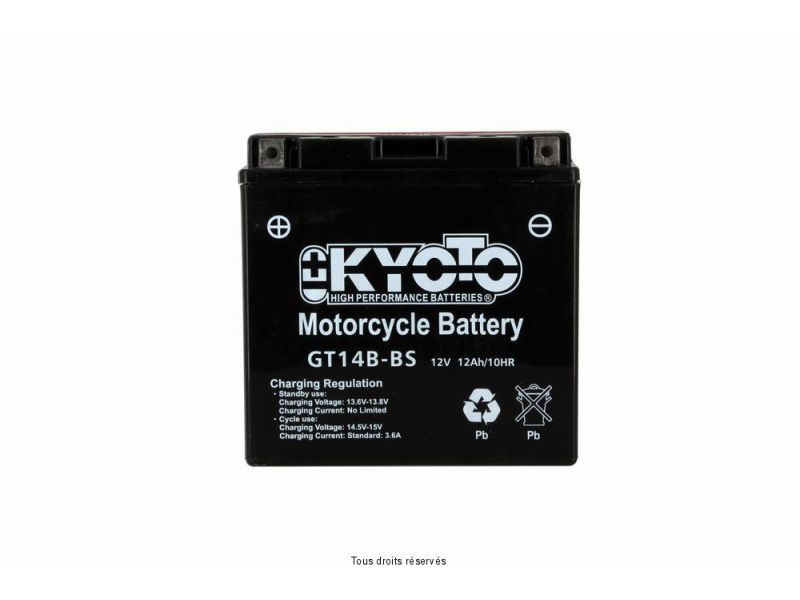 Yt14b-bs - AGM L 150mm  W 70mm  H 145mm 12v 12ah Acide 0.61l1