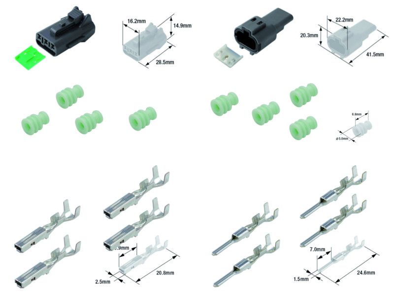 Kit connecteurs électriques étanches type 060 FRM avec 3 fiches blocs mâle et femelle 