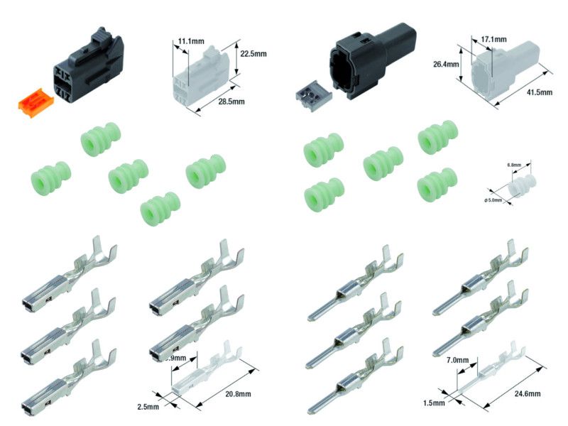 Kit connecteurs électriques étanches type 060 FRM avec 4 fiches blocs mâle et femelle 