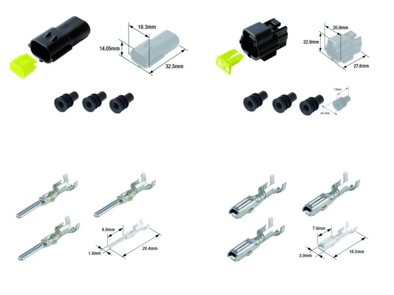 Kit connecteurs électriques étanches type 070 FRA avec 2 fiches blocs mâle et femelle 