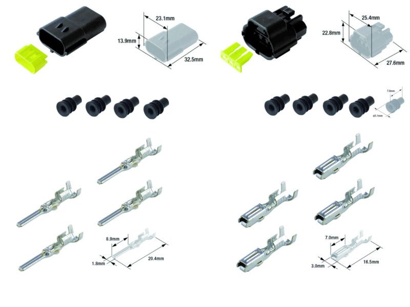 Kit connecteurs électriques étanches type 070 FRA avec 3 fiches blocs mâle et femelle 