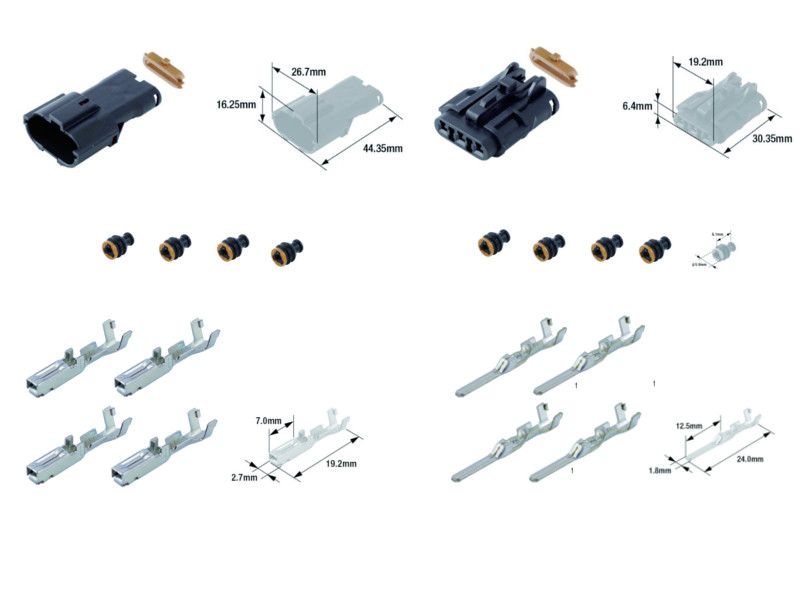Kit connecteurs électriques étanches type 070 FRY avec 3 fiches blocs mâle et femelle 