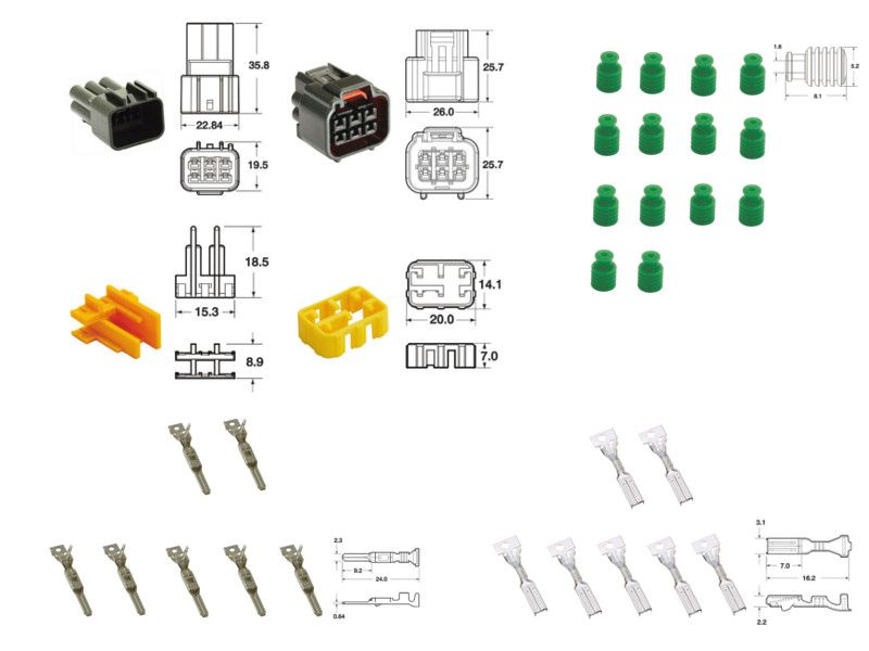 Kit de connexion type 090 FRKW étanche à 6 voies, bloc mâle et femelle 