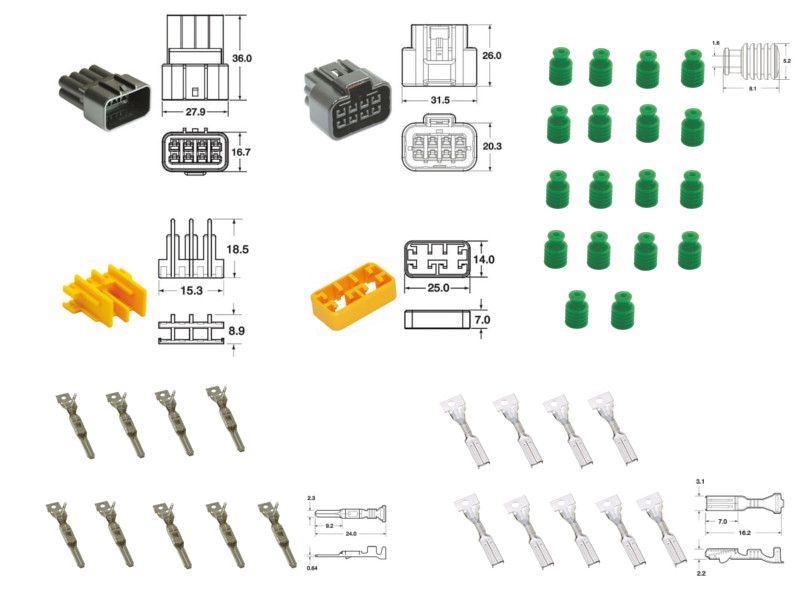 Kit de connexion type 090 FRKW étanche à 8 voies, bloc mâle et femelle 