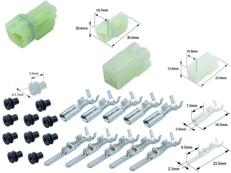 Kit connecteurs électriques étanches type 090 FRSH avec 4 fiches blocs mâle et femelle 