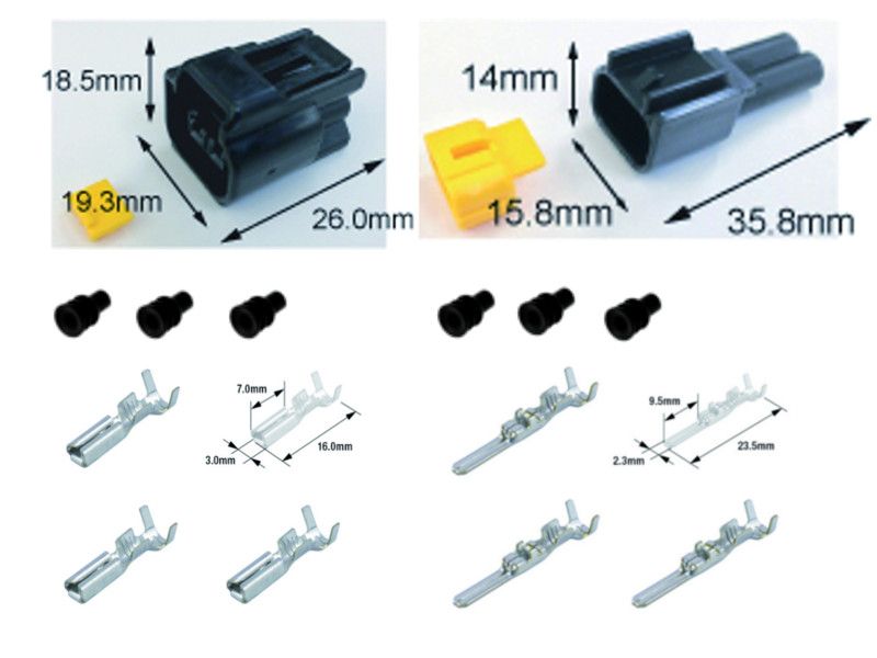 Kit connecteurs électriques étanches type 090 FRW avec 2 fiches blocs mâle et femelle 