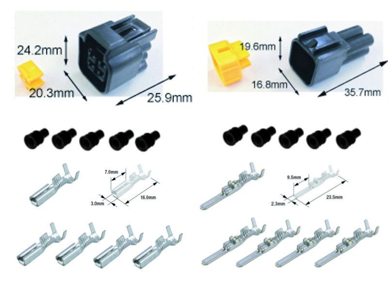 Kit connecteurs électriques étanches type 090 FRW avec 4 fiches blocs mâle et femelle 