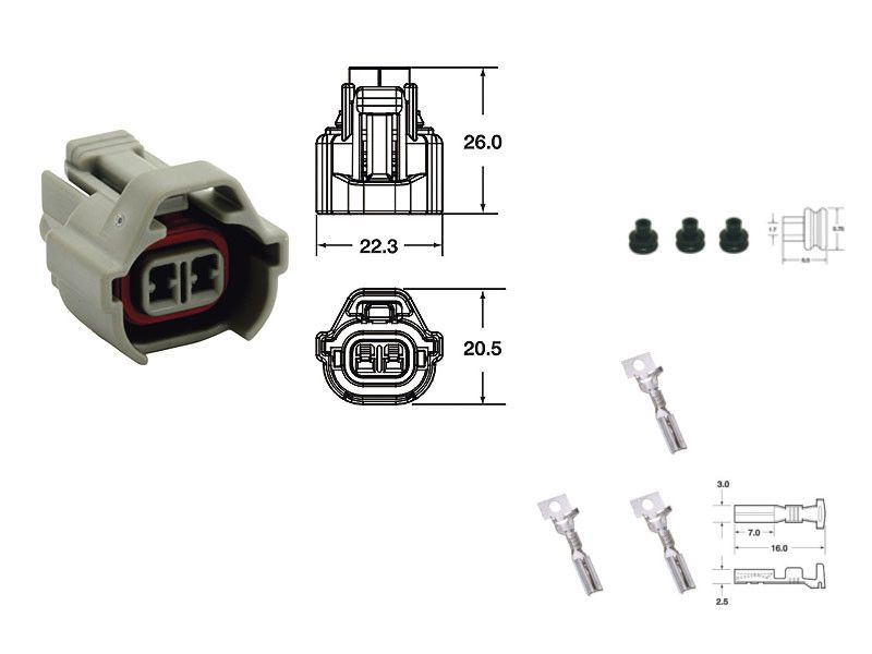 Ensemble boîtier de connexion femelle à 2 voies pour capteurs (gris) 