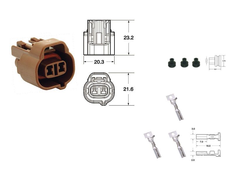 Ensemble boîtier de connexion femelle à 2 voies pour capteurs (marrons) 