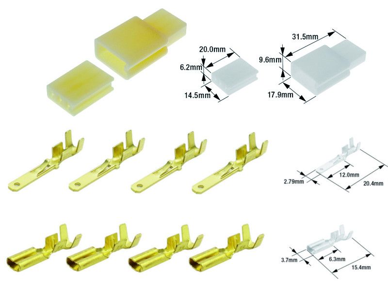 Kit connecteurs électriques type 110 avec 3 fiches blocs mâle et femelle 