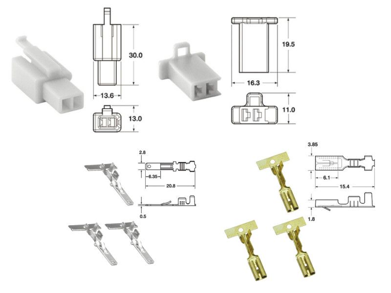 Kit de connexion type 110ML non étanche à 2 voies, bloc mâle et femelle 