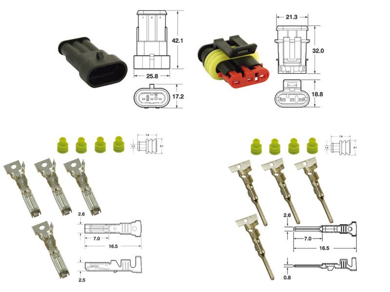 Kit de connexion type générique étanche à 3 voies, bloc mâle et femelle 